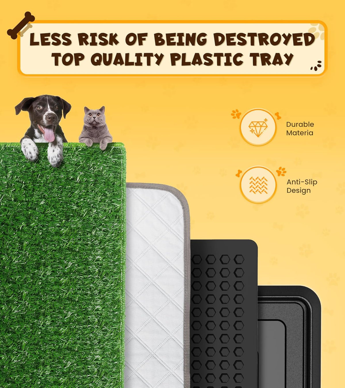 Super Absorbent Dog Grass Pad with Tray, 4-Layer Guard to Stop Leakage/Stink/Mess for Puppy Health, Reusable Washable Pee Pads for Dogs, Potty Training Dog Litter Box for Indoor Outdoor, 20"*30"