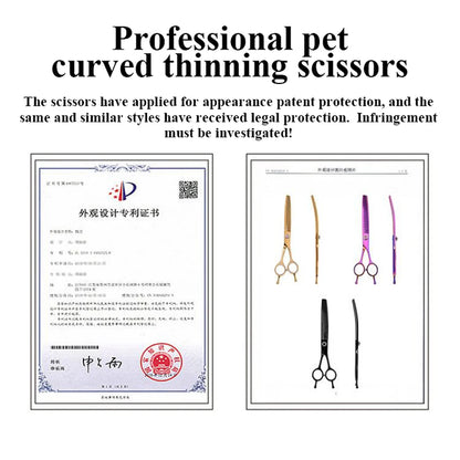 High-End 7.25 Inch Professional Pet Dog Grooming Scissors Curved Thinning Chunker Shears for Tijeras Peluquería Canina