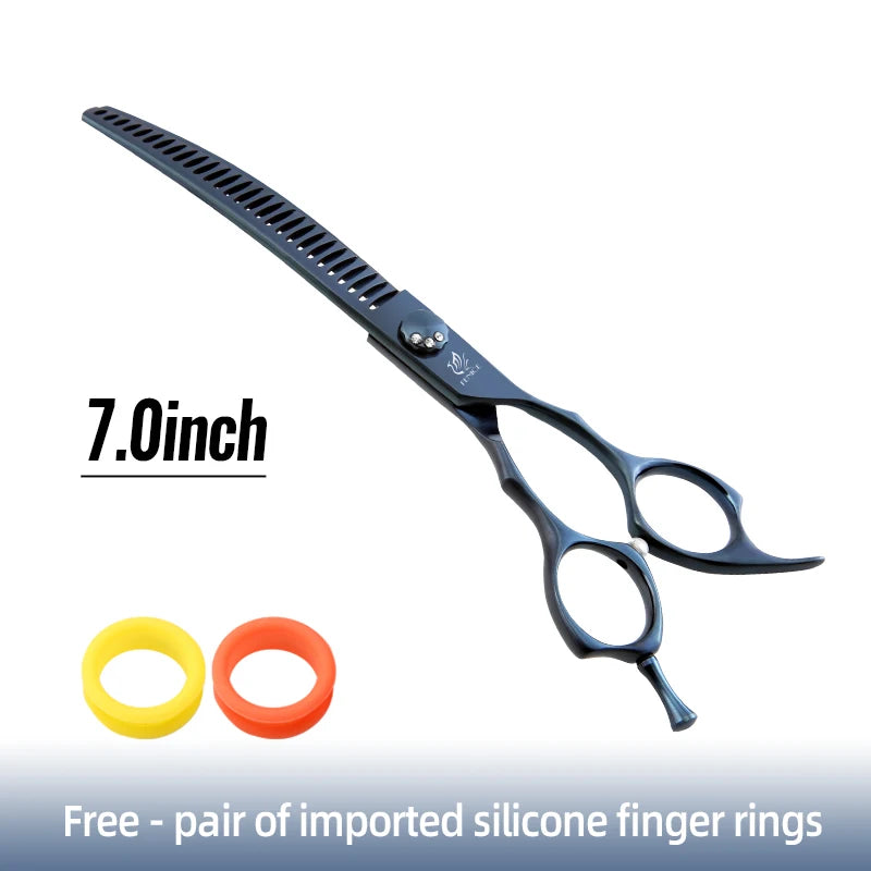 High-End 7.25 Inch Professional Pet Dog Grooming Scissors Curved Thinning Chunker Shears for Tijeras Peluquería Canina