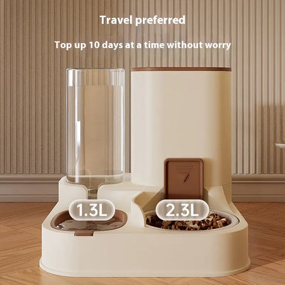 2-In-1 Automatic Pet Food and Water Dispenser - Large Capacity Feeder and Cat Water for Dogs and Cats - Convenient Solution for Pet Feeding and Hydration Accessories Training Puppy Stuff Petessentials Products Gadgets Bowls