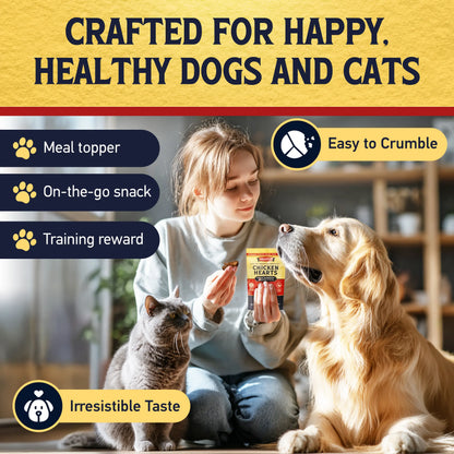 Nibble & Nourish Freeze-Dried Chicken Hearts Dog & Cat Treats – Single Ingredient Raw Pet Treats, Made in USA, High-Value Organ Meat for Training, Meal Toppers & Everyday Rewards, No Fillers or Preservatives