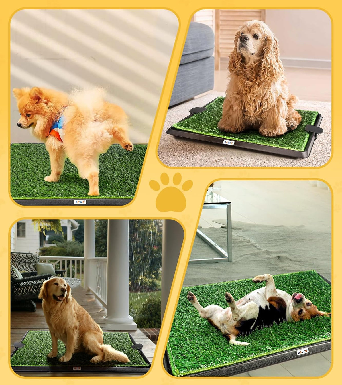 Super Absorbent Dog Grass Pad with Tray, 4-Layer Guard to Stop Leakage/Stink/Mess for Puppy Health, Reusable Washable Pee Pads for Dogs, Potty Training Dog Litter Box for Indoor Outdoor, 20"*30"