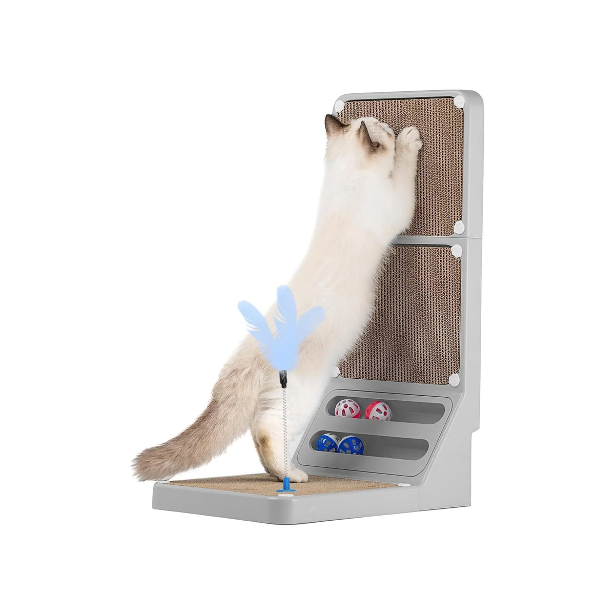 Cat Scratching Post Cat Scratching Board,2-In1 L Shaped Cats Cardboard Scratcher with Box, Kitten Scratcher Ball Wall Scratchers Pad for Indoor Cats