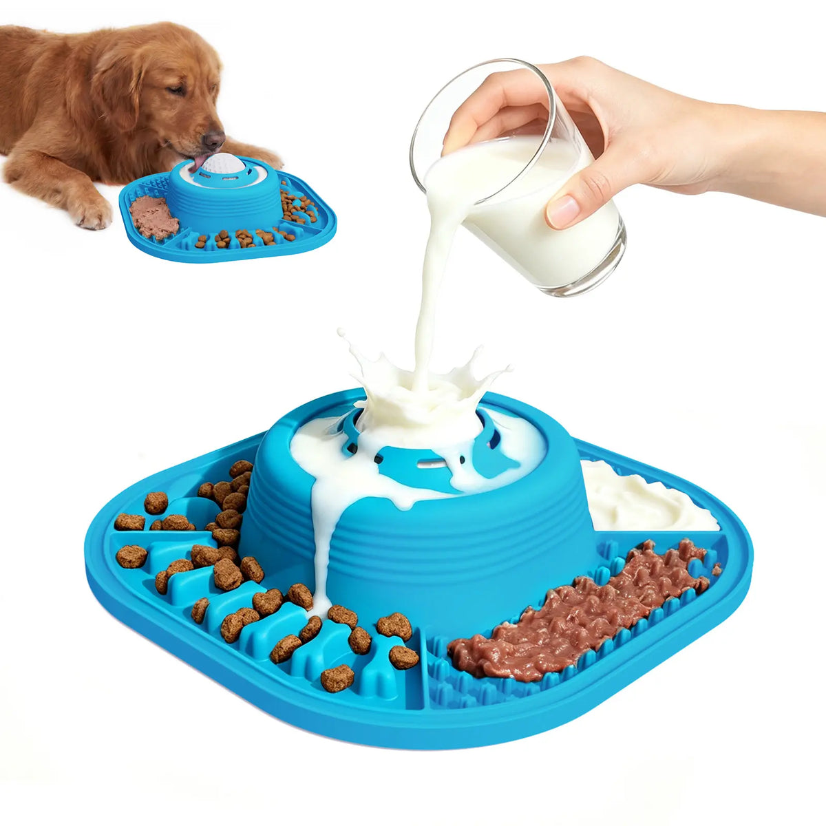 Pawlove Slow Feeder Dog Bowl for Liquid Treats with Floating Rolling Ball, Anti-Slip Dog Lick Bowl, Bone Broth and Yogurt Pup for Large Medium Small Breeds Dietary Supplement/Post-Op Nutrition Stuff Dogaccessories Great Pet Supplies