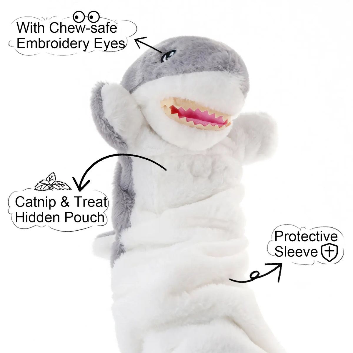 Catails Shark Cat Wrestling Glove - Interactive Puppet with Protective Sleeve, Hidden Pocket for Indoor Cats, Satisfies Hunting Instincts & Relieves Boredom Bird Toy