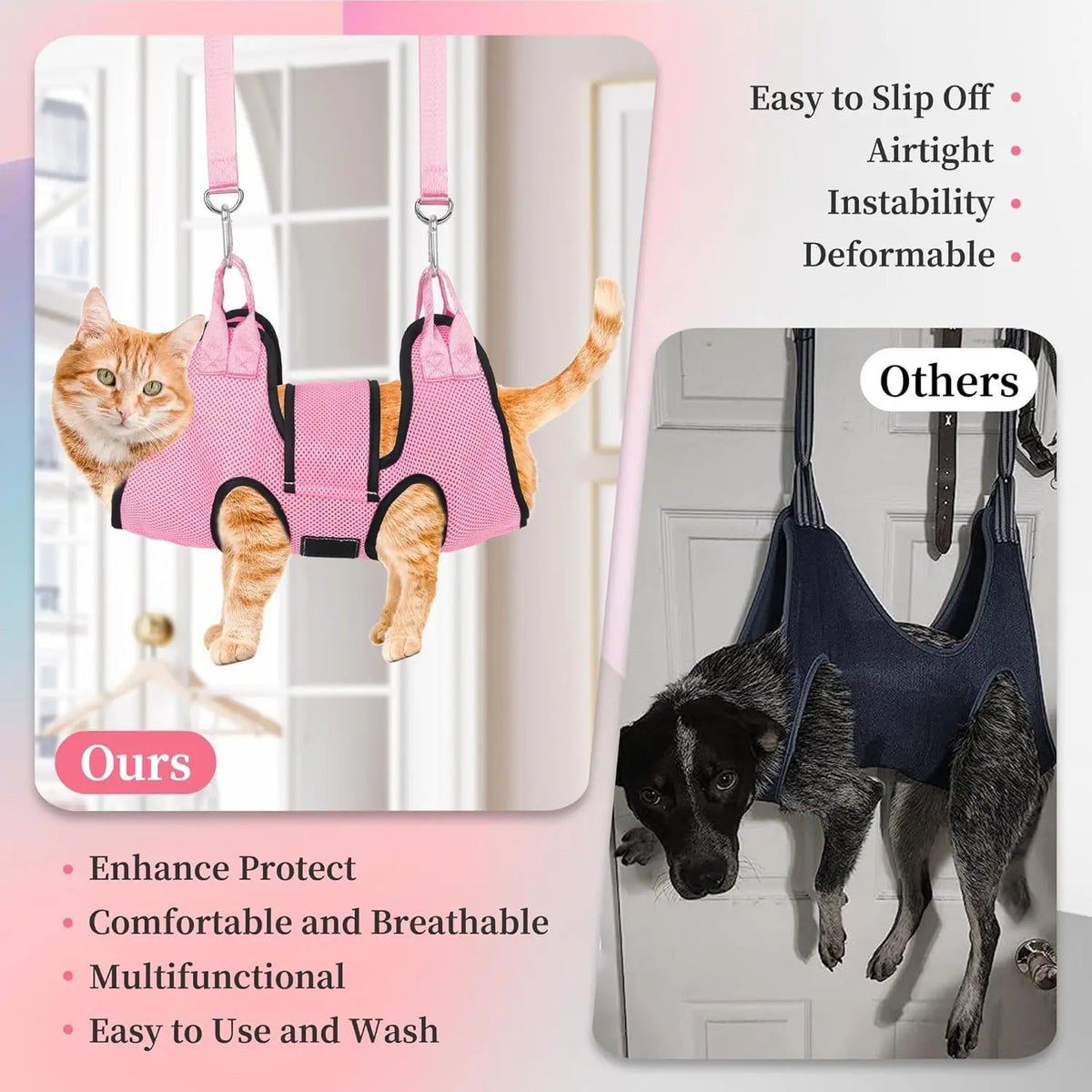 TONG Cat Holder for Grooming Pet Hammock Restraint Bag for Cleaning Pet Grooming Supplies for Dogs Cats Bathing Nail Clipping