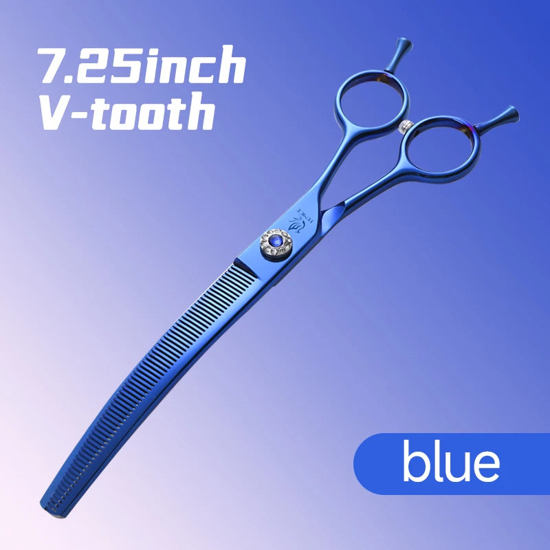 High-End 7.25 Inch Professional Pet Dog Grooming Scissors Curved Thinning Chunker Shears for Tijeras Peluquería Canina