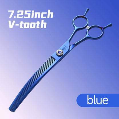 High-End 7.25 Inch Professional Pet Dog Grooming Scissors Curved Thinning Chunker Shears for Tijeras Peluquería Canina