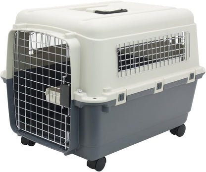 Plastic Kennels Rolling Plastic Wire Door Travel Dog Crate - Medium