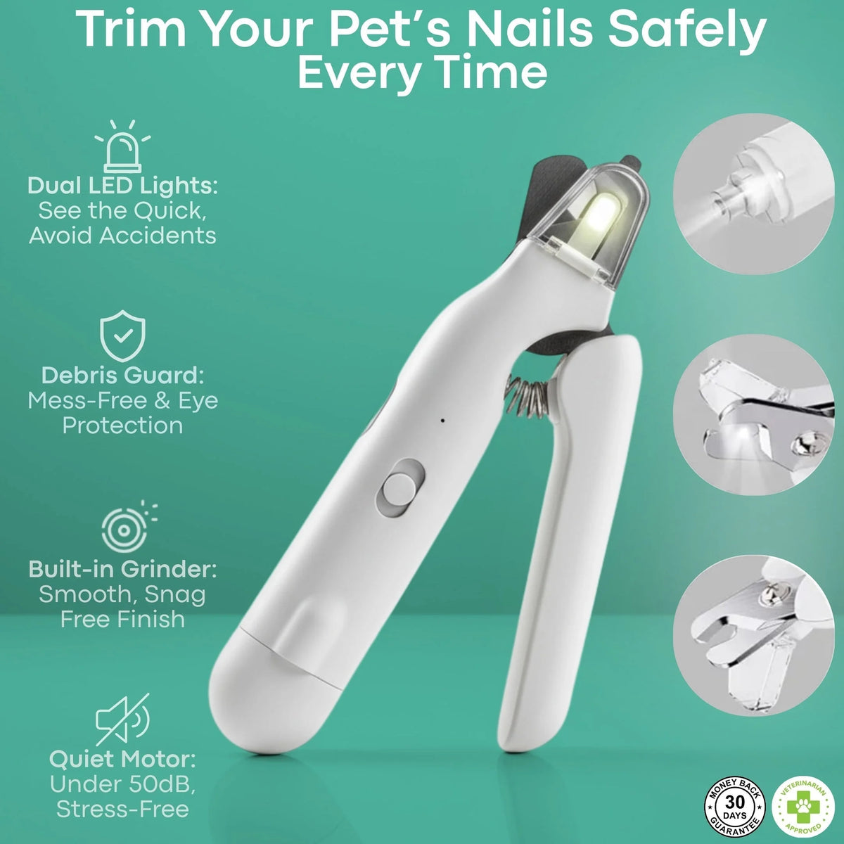 Safetrim | LED Pet Nail Clipper for Dogs & Cats, Safe Claw Grooming Tool