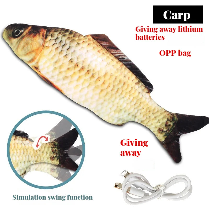 Cat Toys Electric Fish with USB Charging Built-In Lithium Battery Simulation Realistic Pet Molar Interactive Toys Pet Supplies