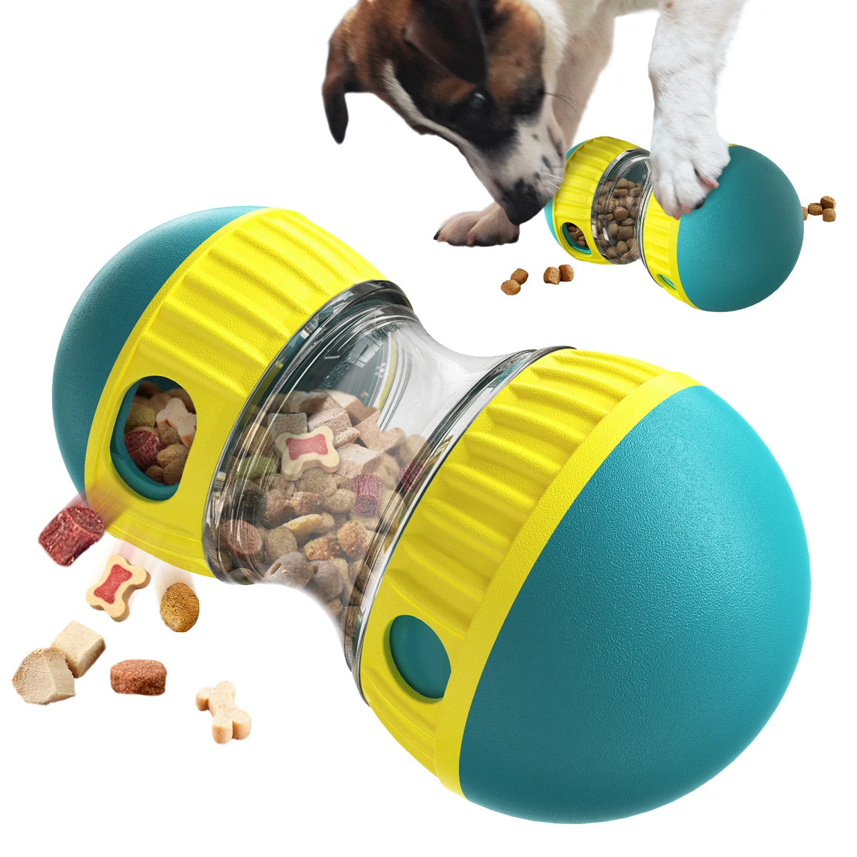 Interactive Cat Treat Dispenser Toy, Squeaky Puzzle Feeder for Slow Feeding & Anxiety Relief, Food-Grade ABS