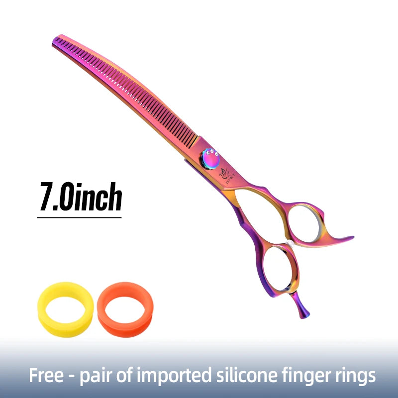 High-End 7.25 Inch Professional Pet Dog Grooming Scissors Curved Thinning Chunker Shears for Tijeras Peluquería Canina