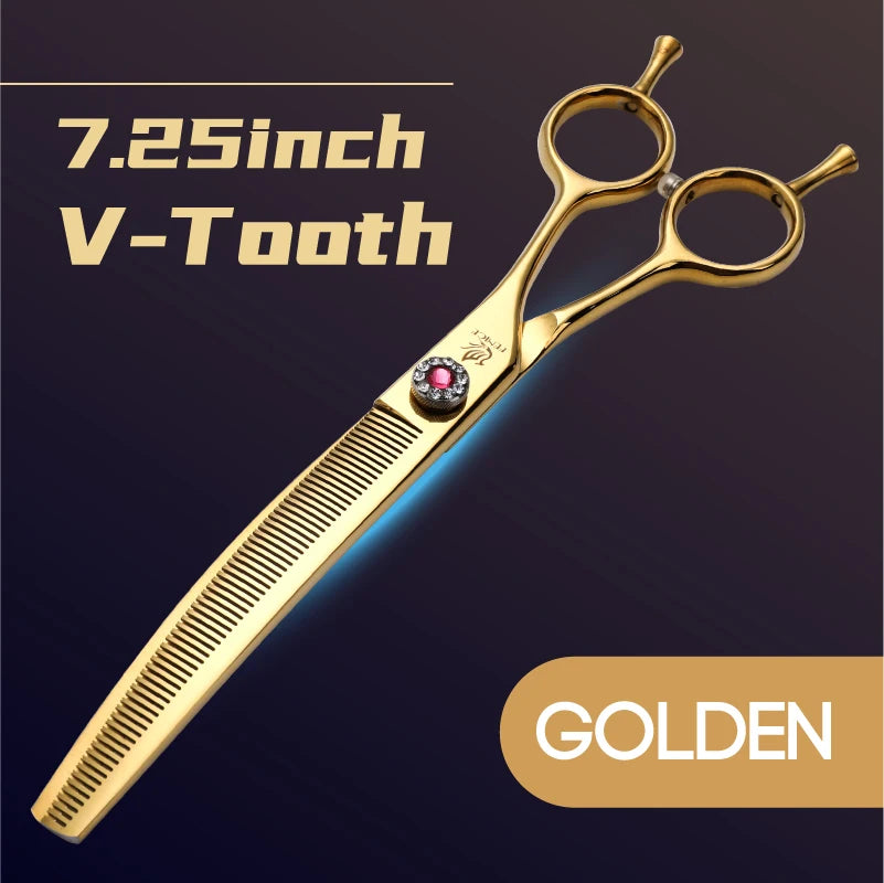 High-End 7.25 Inch Professional Pet Dog Grooming Scissors Curved Thinning Chunker Shears for Tijeras Peluquería Canina