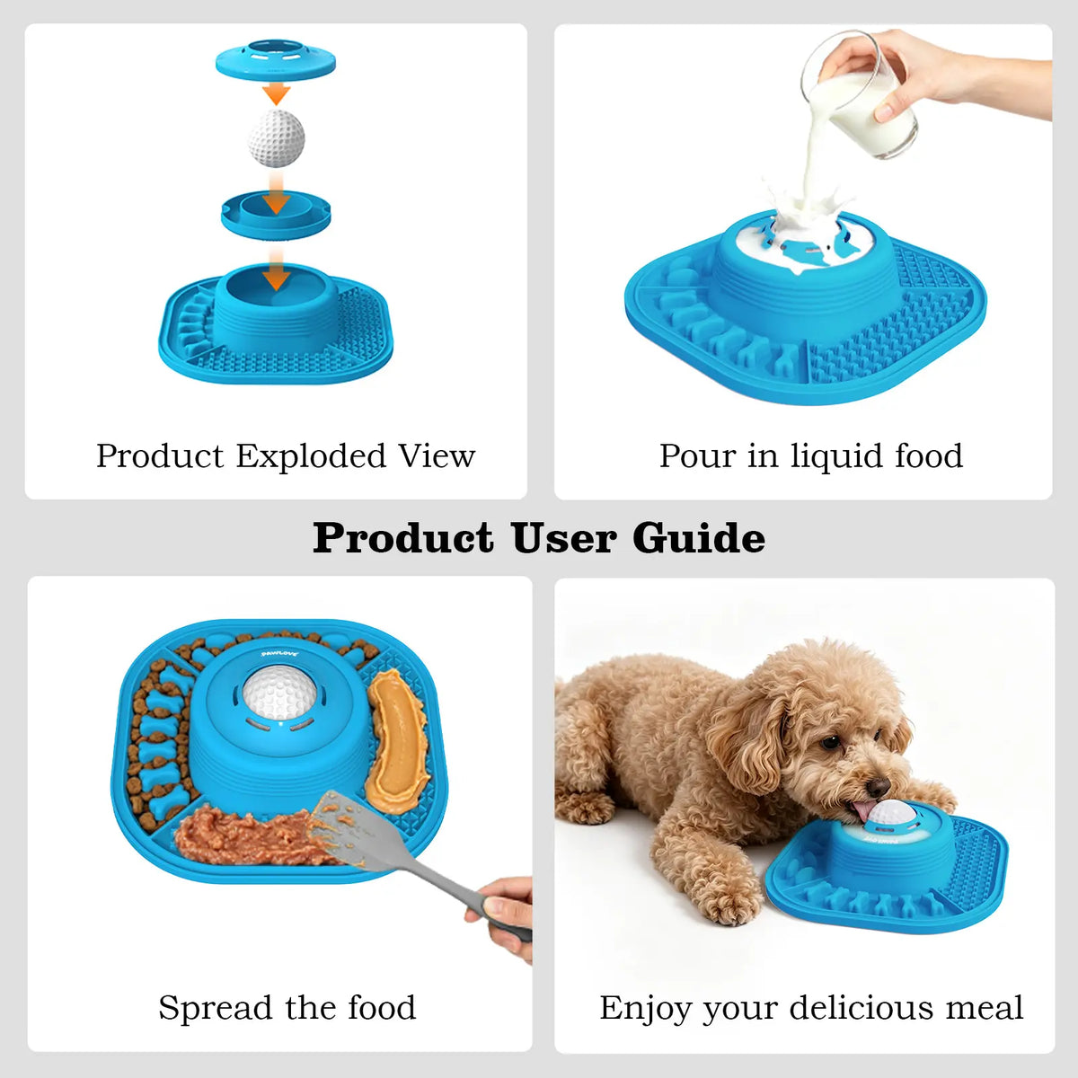 Pawlove Slow Feeder Dog Bowl for Liquid Treats with Floating Rolling Ball, Anti-Slip Dog Lick Bowl, Bone Broth and Yogurt Pup for Large Medium Small Breeds Dietary Supplement/Post-Op Nutrition Stuff Dogaccessories Great Pet Supplies