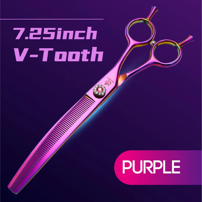 High-End 7.25 Inch Professional Pet Dog Grooming Scissors Curved Thinning Chunker Shears for Tijeras Peluquería Canina