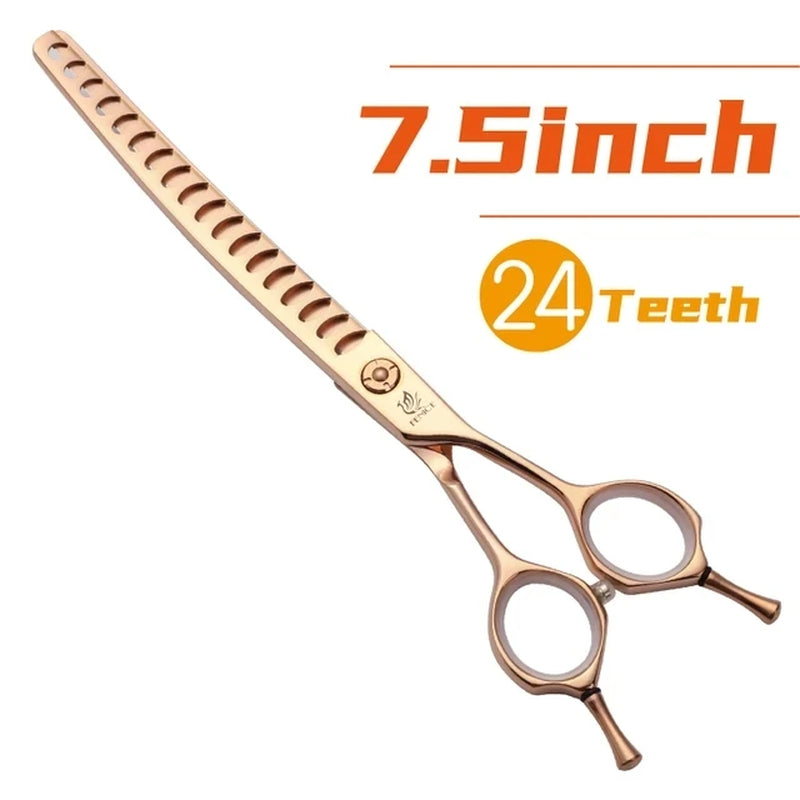 High-End 7.25 Inch Professional Pet Dog Grooming Scissors Curved Thinning Chunker Shears for Tijeras Peluquería Canina