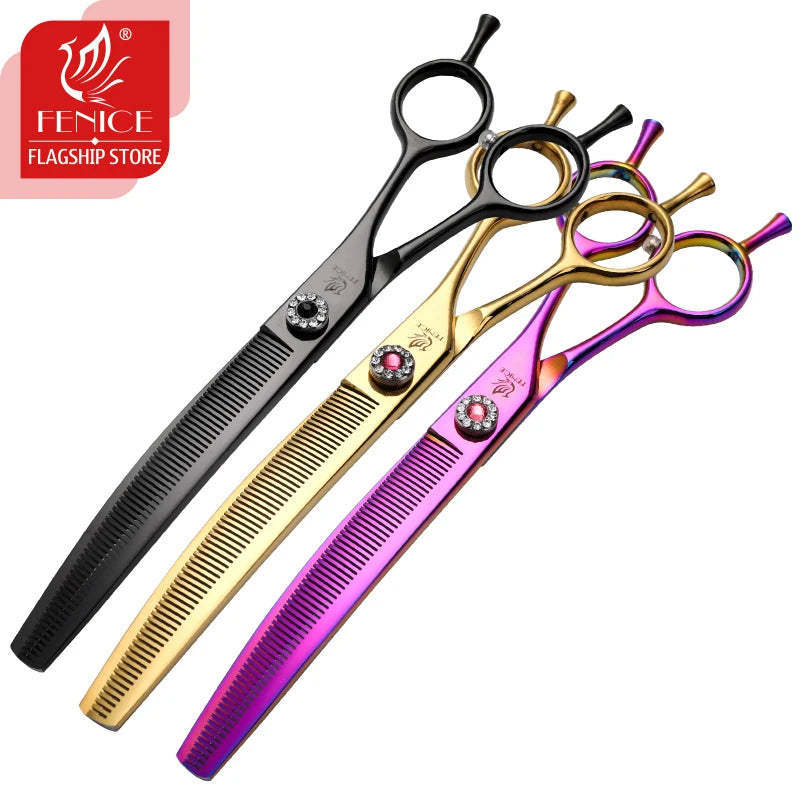 High-End 7.25 Inch Professional Pet Dog Grooming Scissors Curved Thinning Chunker Shears for Tijeras Peluquería Canina