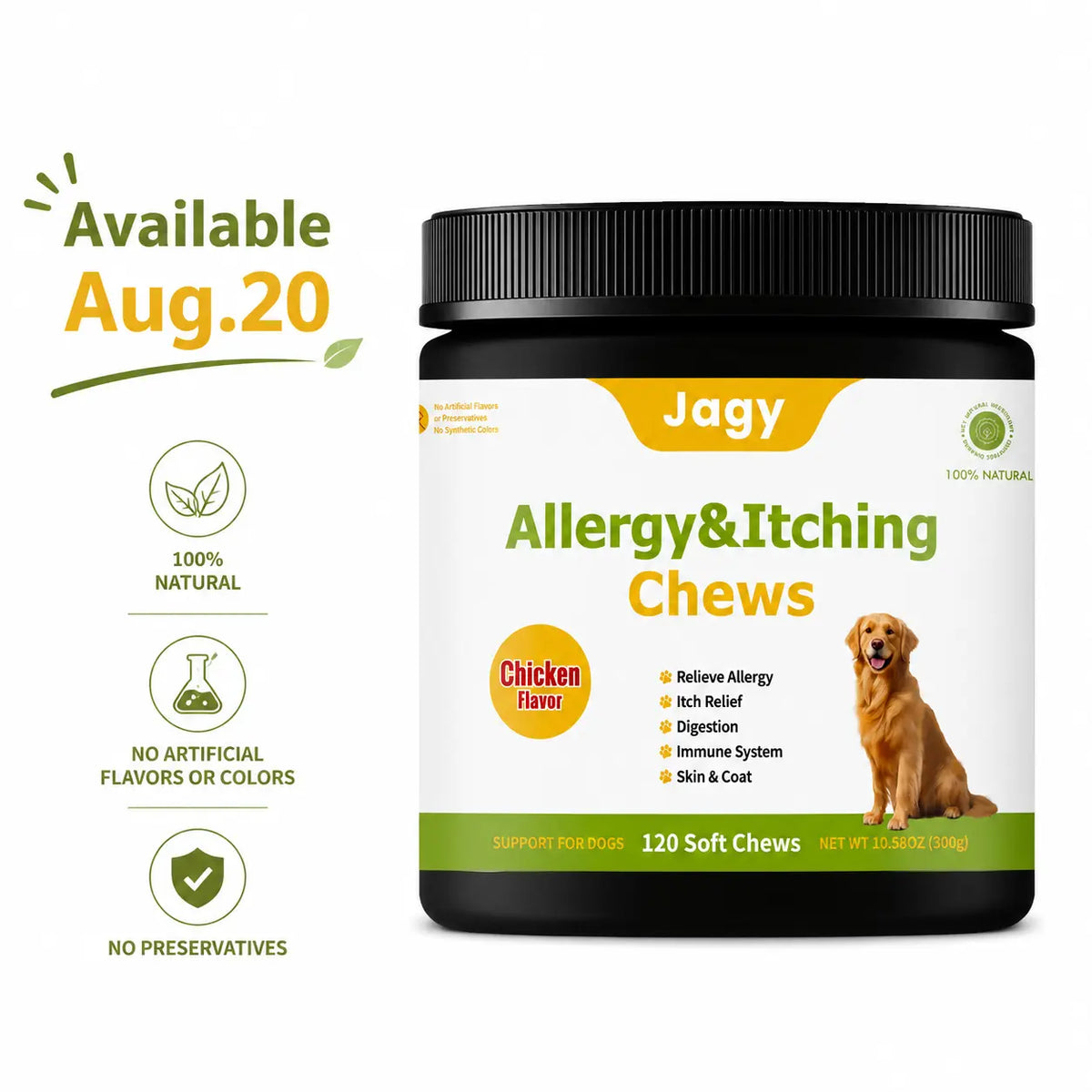 Allergy Relief Chews for Dogs - 120 Naturalsoft Chews Fish Oil Treats for Itchy Skin, Hot Spots & Shedding Advanced Skin & Coat Vitamins with Soothingsupport for Healthy Pet Skin & Coat,Back to School