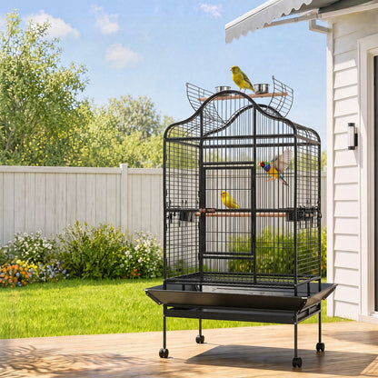 I.Pet Bird Cage Large Pet Cages Aviary Parrot Toys Budgie Stand-Alone Wheels