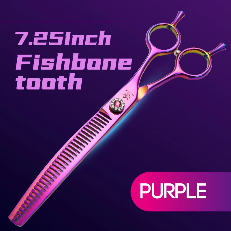 High-End 7.25 Inch Professional Pet Dog Grooming Scissors Curved Thinning Chunker Shears for Tijeras Peluquería Canina