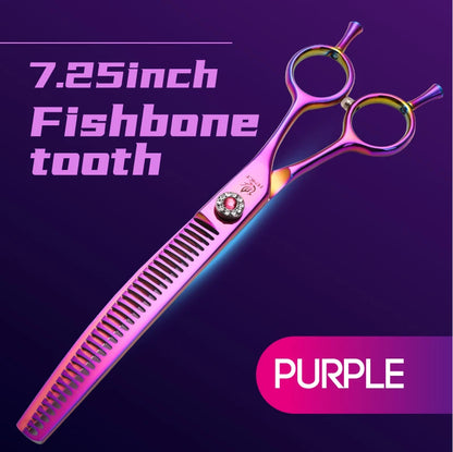 High-End 7.25 Inch Professional Pet Dog Grooming Scissors Curved Thinning Chunker Shears for Tijeras Peluquería Canina
