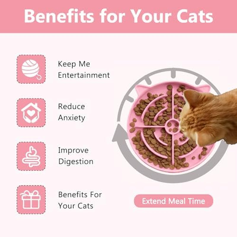 2 Pcs Silicone Slow Feeder Cat Bowl, Cat Slow Feeder for Food Training, Interactive Puzzle Bowls for Puppy, Kitten Dishes to Prevent Overeating, Treat Toys Suitable for Dry and Wet Food