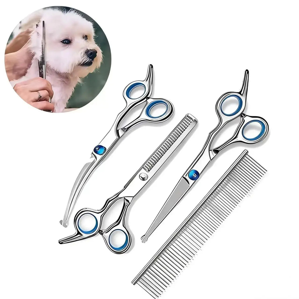 Safe and Precise Professional Pet Grooming Scissors with round Head - Stainless Steel Dog Hair Shears for Effortless Trimming