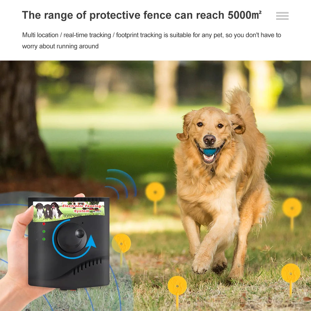 W-227 Electric Dog Fence Rechargeable Dog Fencing Collar Pet Fence System Containment Dog Training Collar for Pets Dog Supplies