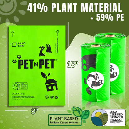 Dog Poop Bags, 1080 Count, 60 Rolls Green Unscented Pet Waste Bag
