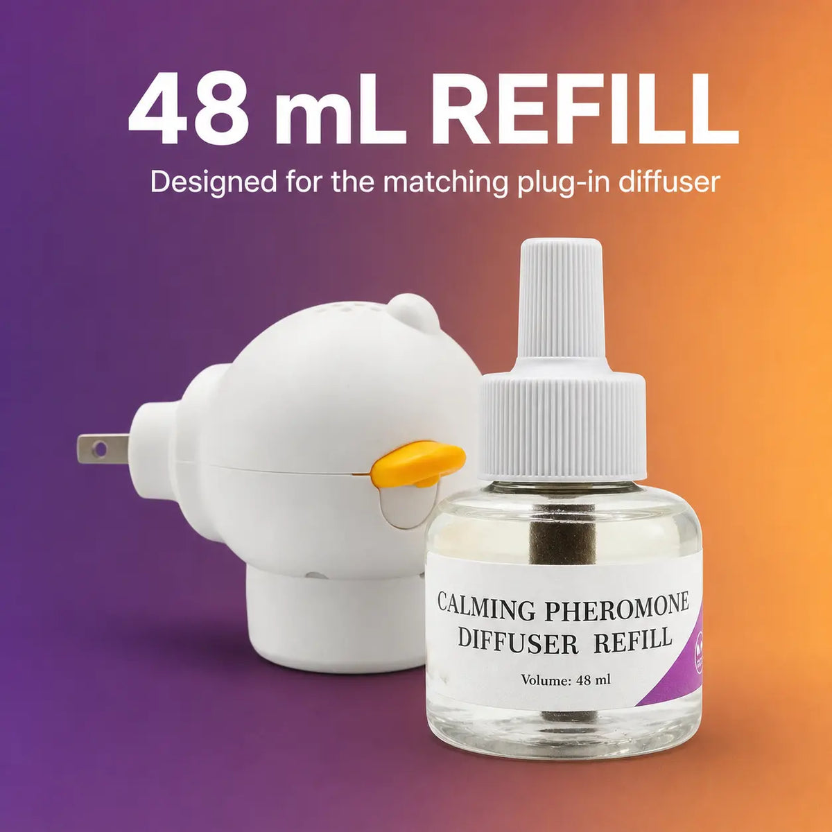 Cat Calming Pheromone Diffuser Kit with 48Ml Refill, Plug-In Cat Soothing Support for Indoor Cats, Helps Reduce Stress from Travel, Moving, Separation, Scratching and Multi-Cat Homes, Easy Daily Comfort Solution