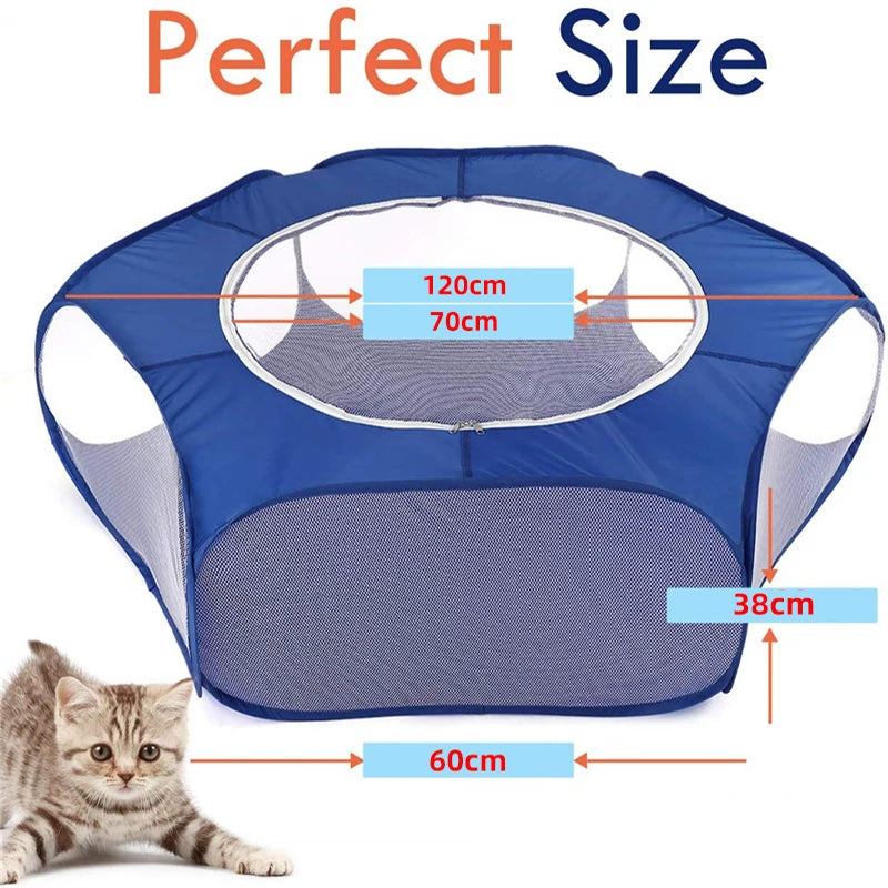 Portable Small Pet Cage Transparent Hedgehog Cage Tent Pet Playpen Open Folding Yard Fence for Dog Hamster Rabbit Guinea Pig