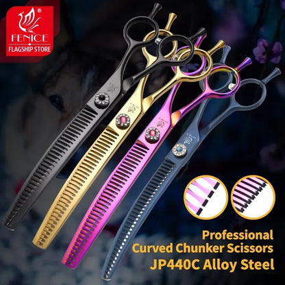 High-End 7.25 Inch Professional Pet Dog Grooming Scissors Curved Thinning Chunker Shears for Tijeras Peluquería Canina