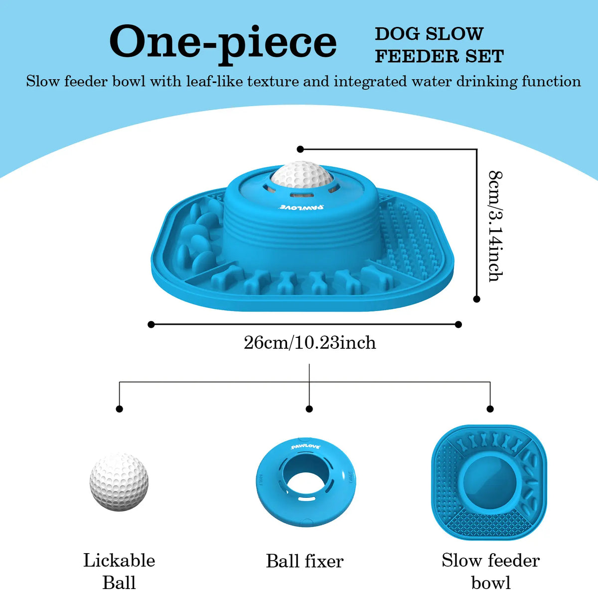Pawlove Slow Feeder Dog Bowl for Liquid Treats with Floating Rolling Ball, Anti-Slip Dog Lick Bowl, Bone Broth and Yogurt Pup for Large Medium Small Breeds Dietary Supplement/Post-Op Nutrition Stuff Dogaccessories Great Pet Supplies