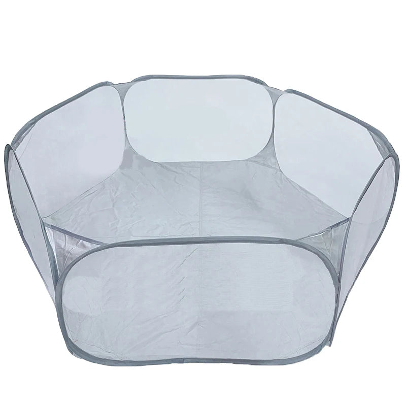 Portable Small Pet Cage Transparent Hedgehog Cage Tent Pet Playpen Open Folding Yard Fence for Dog Hamster Rabbit Guinea Pig