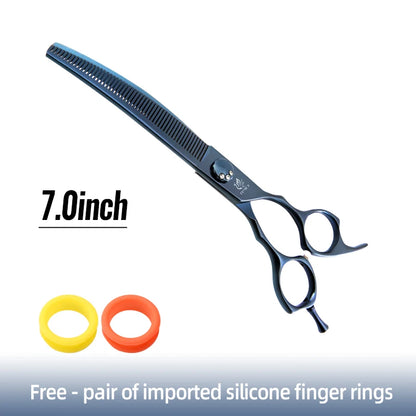 High-End 7.25 Inch Professional Pet Dog Grooming Scissors Curved Thinning Chunker Shears for Tijeras Peluquería Canina