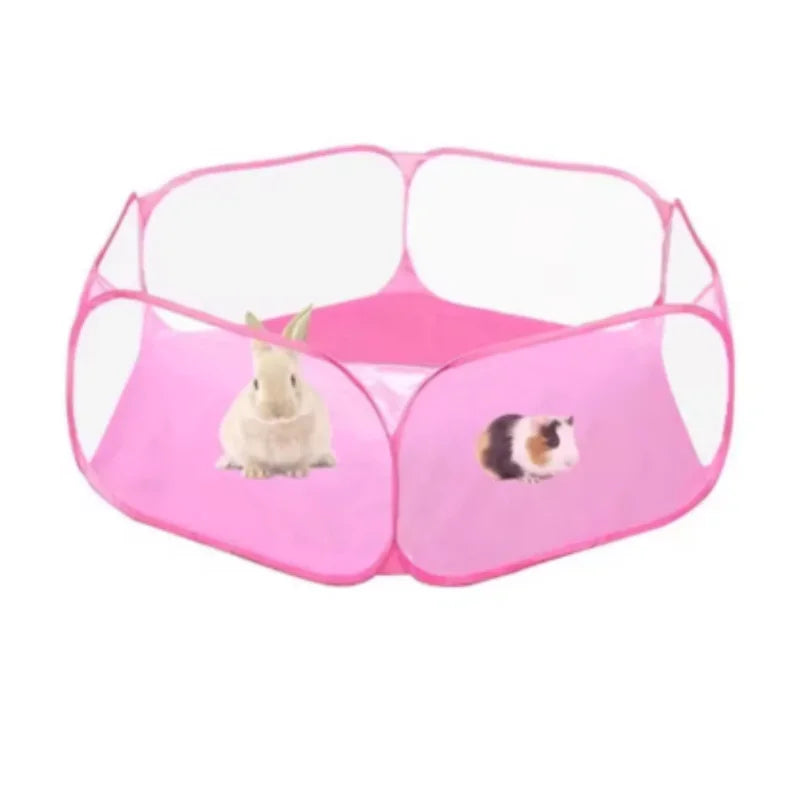 Portable Small Pet Cage Transparent Hedgehog Cage Tent Pet Playpen Open Folding Yard Fence for Dog Hamster Rabbit Guinea Pig
