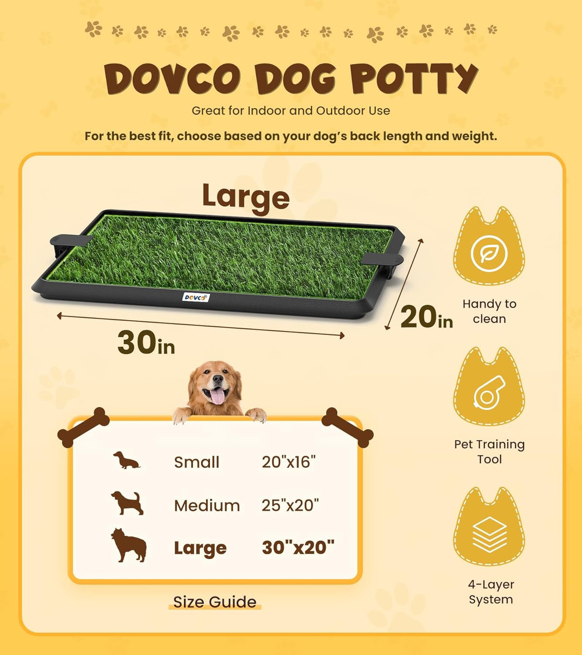 Super Absorbent Dog Grass Pad with Tray, 4-Layer Guard to Stop Leakage/Stink/Mess for Puppy Health, Reusable Washable Pee Pads for Dogs, Potty Training Dog Litter Box for Indoor Outdoor, 20"*30"