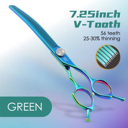 High-End 7.25 Inch Professional Pet Dog Grooming Scissors Curved Thinning Chunker Shears for Tijeras Peluquería Canina
