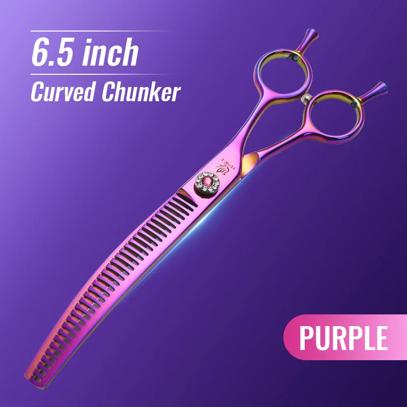 High-End 7.25 Inch Professional Pet Dog Grooming Scissors Curved Thinning Chunker Shears for Tijeras Peluquería Canina