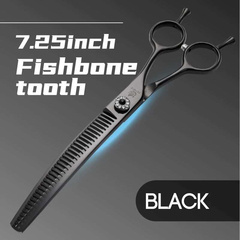 High-End 7.25 Inch Professional Pet Dog Grooming Scissors Curved Thinning Chunker Shears for Tijeras Peluquería Canina