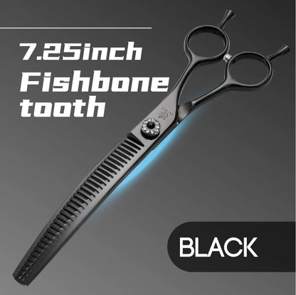 High-End 7.25 Inch Professional Pet Dog Grooming Scissors Curved Thinning Chunker Shears for Tijeras Peluquería Canina