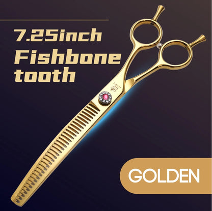 High-End 7.25 Inch Professional Pet Dog Grooming Scissors Curved Thinning Chunker Shears for Tijeras Peluquería Canina