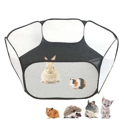 Portable Small Pet Cage Transparent Hedgehog Cage Tent Pet Playpen Open Folding Yard Fence for Dog Hamster Rabbit Guinea Pig