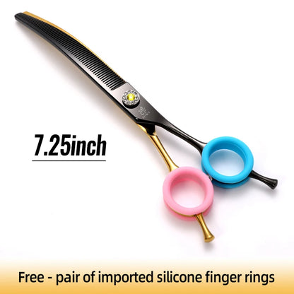 High-End 7.25 Inch Professional Pet Dog Grooming Scissors Curved Thinning Chunker Shears for Tijeras Peluquería Canina