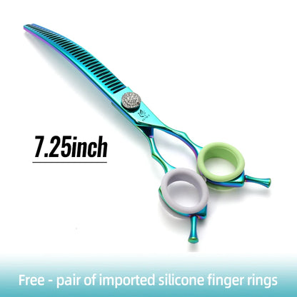 High-End 7.25 Inch Professional Pet Dog Grooming Scissors Curved Thinning Chunker Shears for Tijeras Peluquería Canina