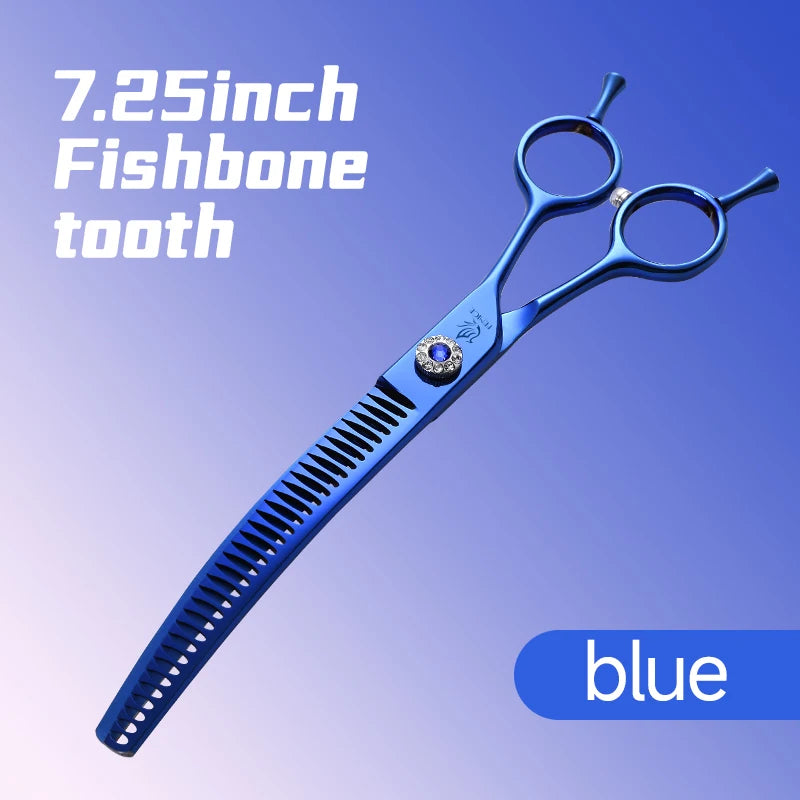 High-End 7.25 Inch Professional Pet Dog Grooming Scissors Curved Thinning Chunker Shears for Tijeras Peluquería Canina