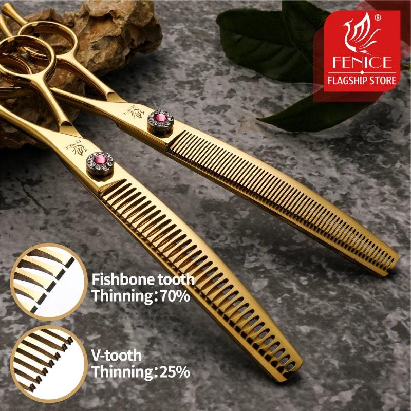 High-End 7.25 Inch Professional Pet Dog Grooming Scissors Curved Thinning Chunker Shears for Tijeras Peluquería Canina