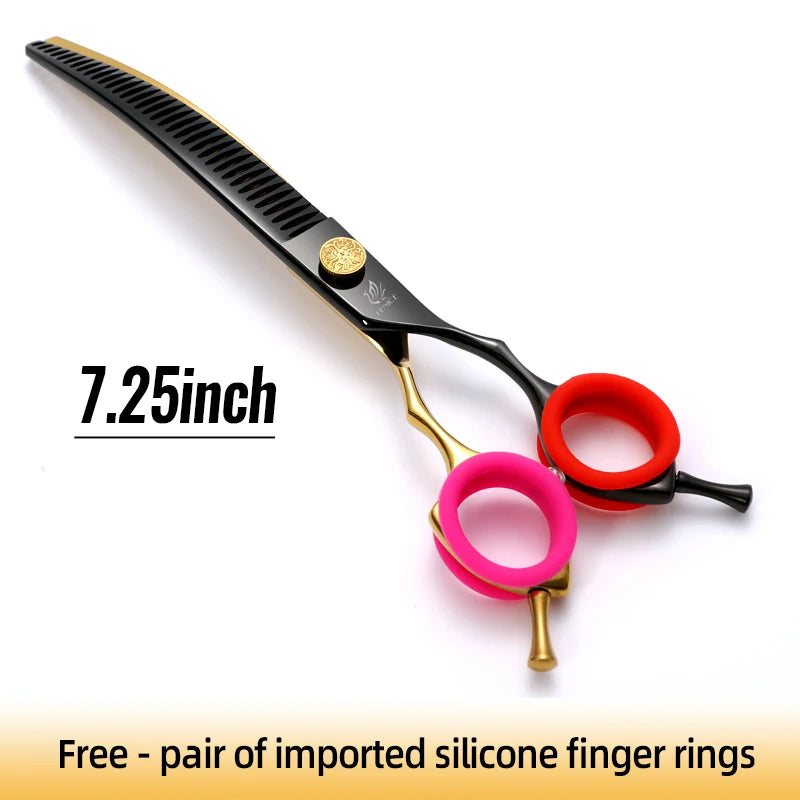 High-End 7.25 Inch Professional Pet Dog Grooming Scissors Curved Thinning Chunker Shears for Tijeras Peluquería Canina