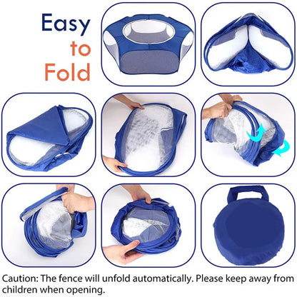 Portable Small Pet Cage Transparent Hedgehog Cage Tent Pet Playpen Open Folding Yard Fence for Dog Hamster Rabbit Guinea Pig